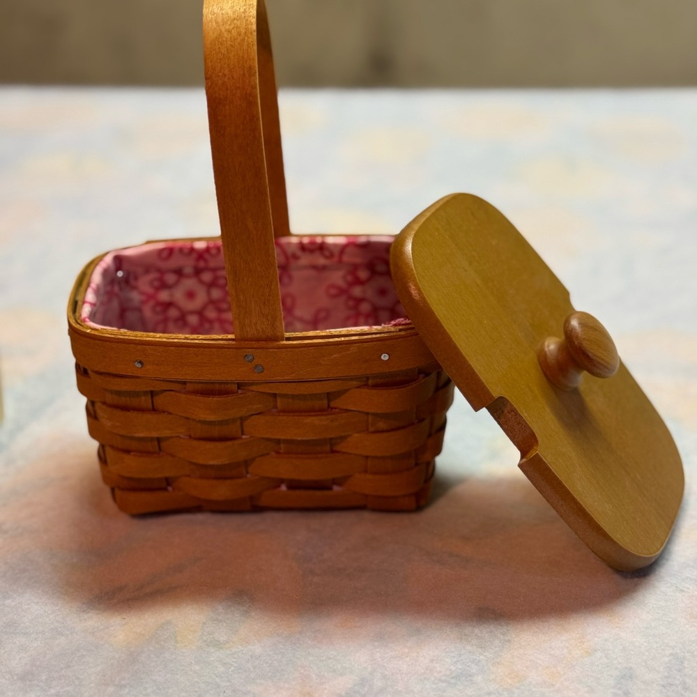 Woven Basket with Pink Lining